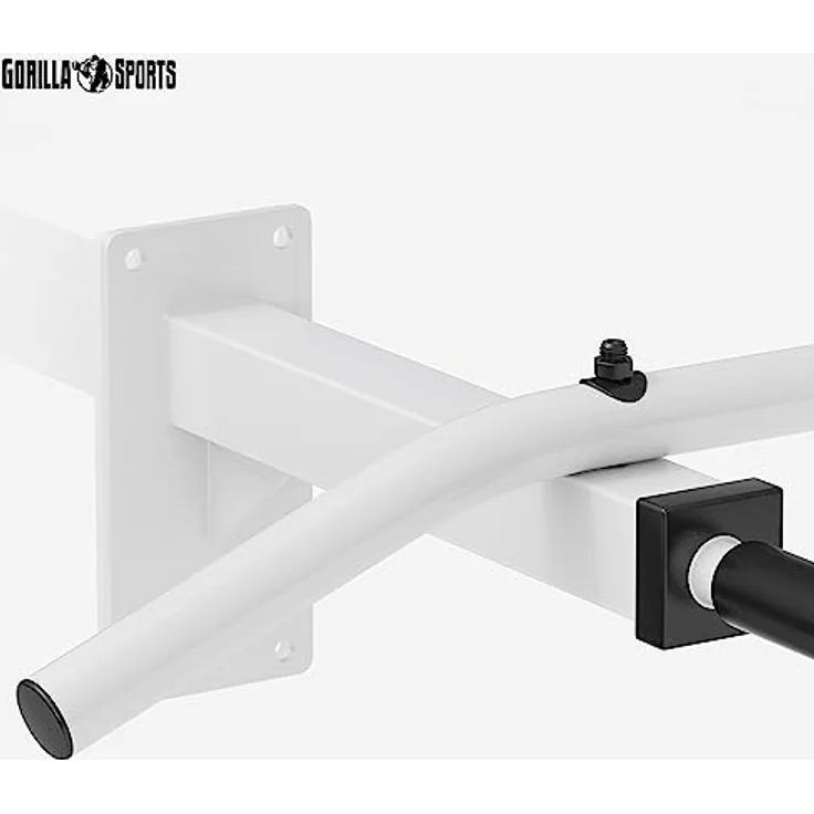 GORILLA SPORTS® Klimmzugstange - Wandmontage, mit 5 rutschfeste Griffe, bis 350 kg Belastbar, aus Stahl, inkl. Montageanleitung und Schrauben, Schwarz/Weiß - Pull Up Bar, Klimmzug Stange, Dip Bar – Bild 5