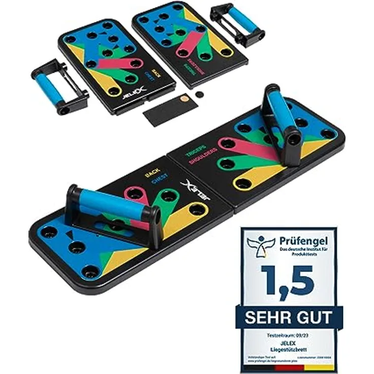 JELEX Tornado Chest Push Up Board Liegestützbrett multifunktional Fitness-Board 64 cm 19 cm inklusive 10 Wochen Superset-Trainingsplan/Trainerguid (Kunststoff ABS) mit Anti-Rutsch-Pads