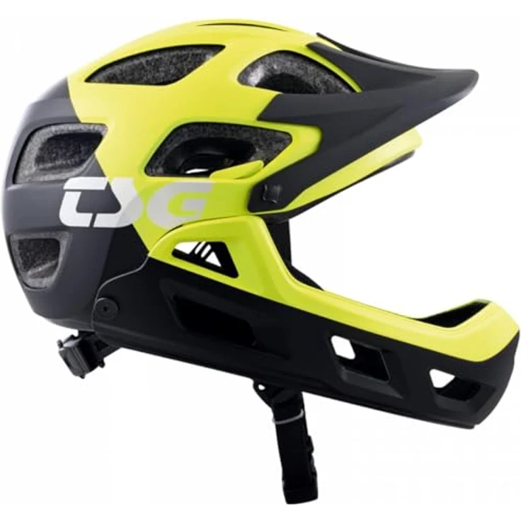TSG Seek Youth FR Graphic Design, Fahrradhelm mit abnehmbarem Vollvisier und Kinnschutz, Größe XXS–XS (52–54 cm), Flow Black-Yellow – Bild 2
