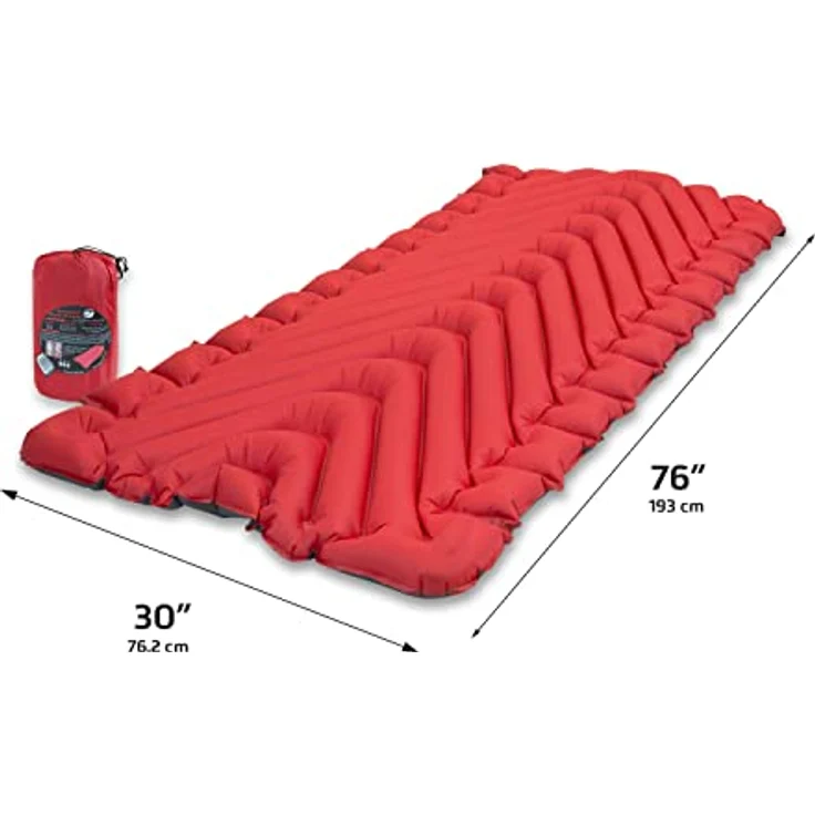 Klymit Insulated Static V Luxe Schlafmatte, rot, 3 Zoll dick, 30 Zoll breit, für alle Jahreszeiten – Bild 2