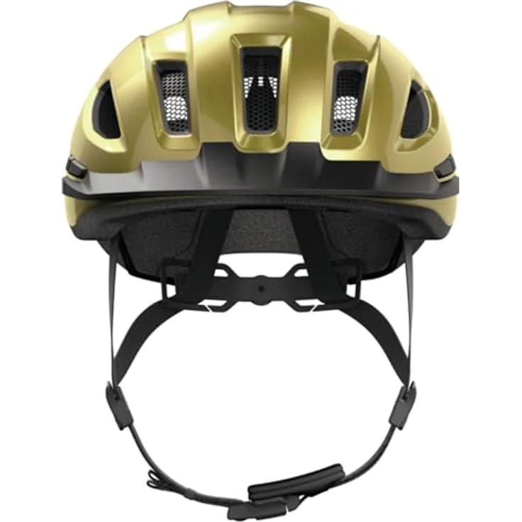 ABUS Stadthelm Urban-I 4.0, Fahrradhelm mit aufladbarem Rücklicht, 2 Leuchtmodi, Schirm, Zopf-Öffnung, magnetischem Verschluss, Größe L, gelb – Bild 2