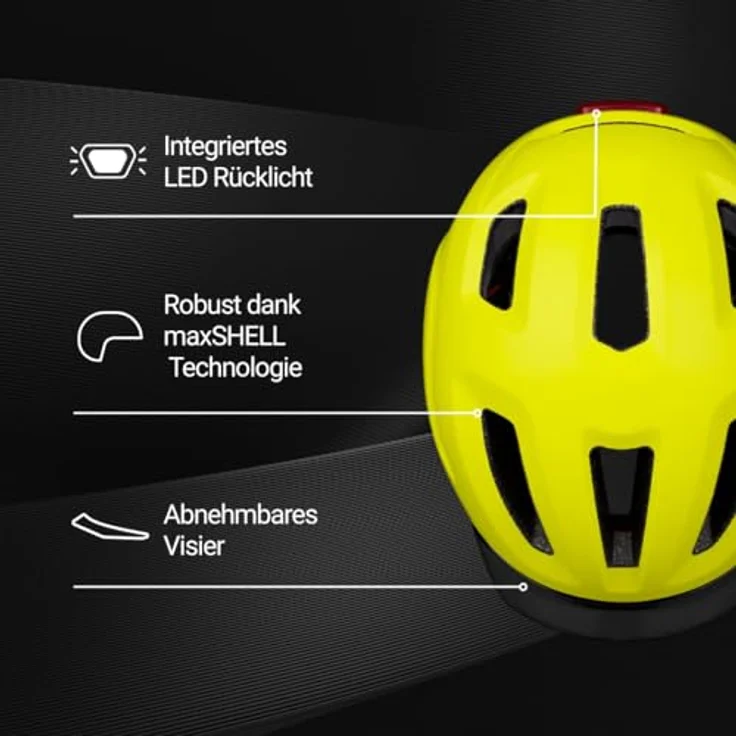 KED Ahead Pedalon E-Bike Fahrradhelm, mit LED-Rücklicht, Maxshell-Technologie, superleicht, Pedalon Yellow Green Matt, Größe 56-59 (M) – Bild 1