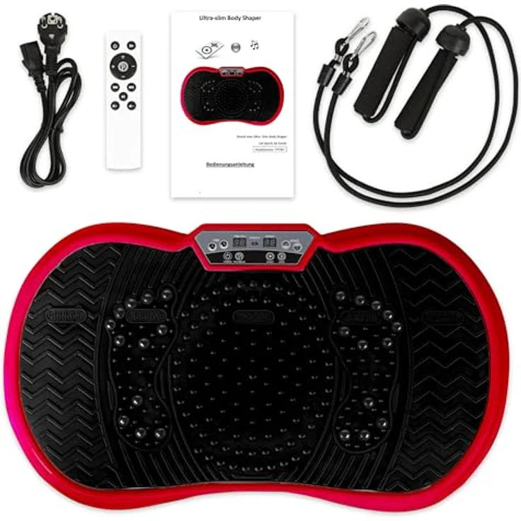 Coradoma Vibrationsplatte Ultra Slim, Fitnessgerät mit Bluetooth, 300 Watt, inkl. Power Dehnbänder, max. 120 kg, Oszillation für Zuhause – Bild 2