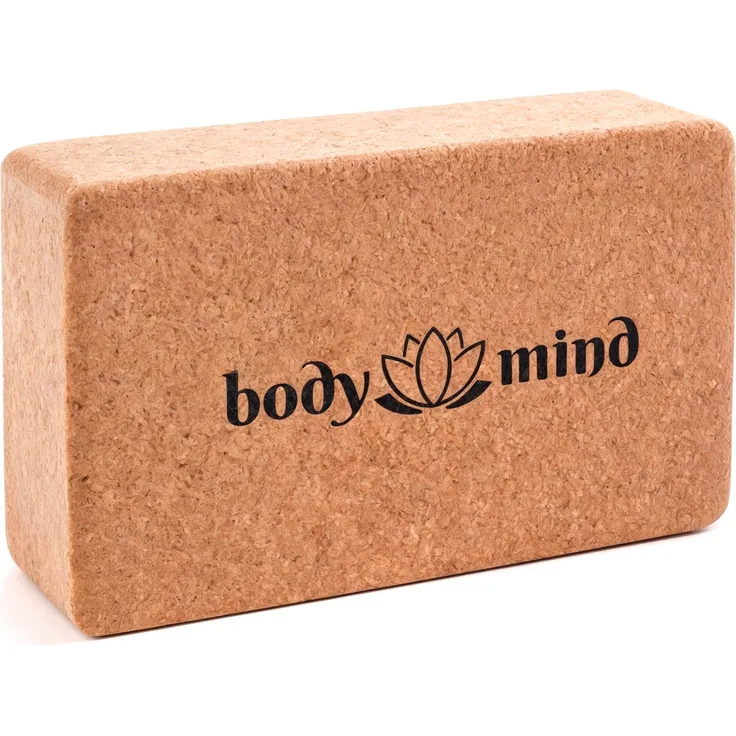 Body & Mind Yogablock Yoga-Klotz aus Kork, rutschfest mit konturierten Kanten, Naturfarben