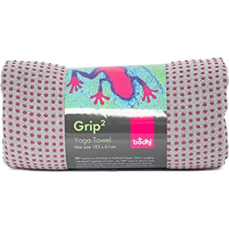 Bodhi GRIP2 Yoga Towel | Handtuch mit Anrtirutsch-Noppen (grau/aubergine) | Mikrofaser-Yogatuch | Rutschfestes Trainings-Handtuch | Ideal für Hot Yoga |Yogamattenauflage | rutschfest & Antibakteriell - Preisvergleich