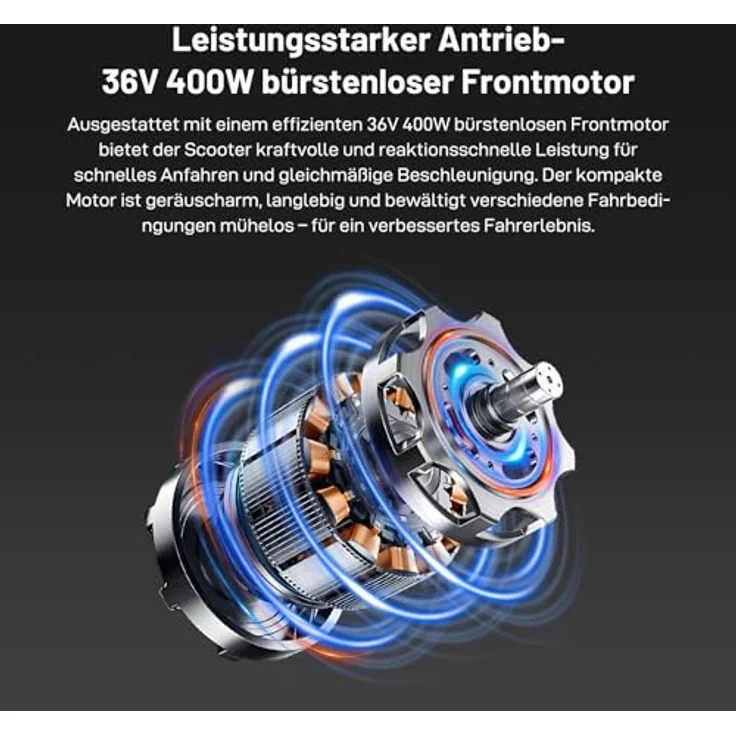 EVERCROSS EV85F E-Scooter mit Straßenzulassung (ABE), 400W Motor, 7,8AH Batterie, Faltbar, Duales Bremssystem, App-Steuerung, 15kg, max. 120kg Belastung – Bild 4