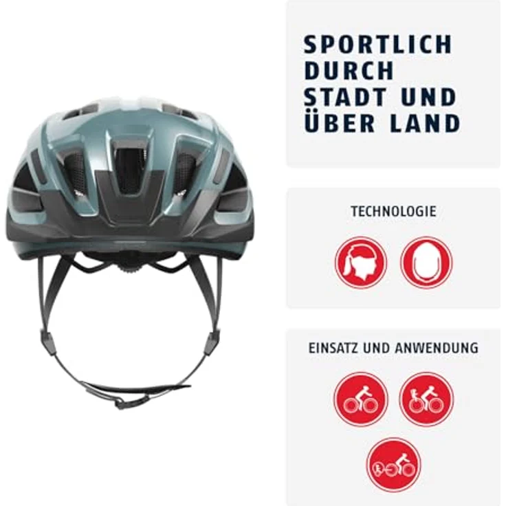 ABUS Aduro 3.0 LED, sportiver Fahrradhelm mit Rücklicht für Damen und Herren, Größe M, Blau – Bild 2