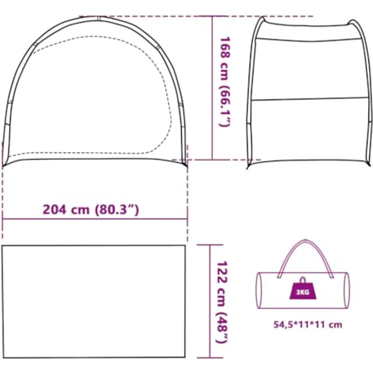 vidaXL Beistellzelt, Lagerzelt mit Stauraum, Umkleidezelt Wasserdicht Tragbar, Campingzelt Aufbewahrungszelt Zelt, Grün 185T Polyester – Bild 3