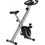 Ultrasport F-Bike, F-Rider Basics, Fahrradtrainer, Fitnessfahrrad LCD Trainingscomputer, Klappbarer Hometrainer, Max. Benutzergwicht 110 kg, Pulsmessung, 8 Widerstandsstufen, Trimmrad, Schwarz/Silber