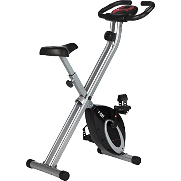 Ultrasport F-Bike, F-Rider Basics, Fahrradtrainer, Fitnessfahrrad LCD Trainingscomputer, Klappbarer Hometrainer, Max. Benutzergwicht 110 kg, Pulsmessung, 8 Widerstandsstufen, Trimmrad, Schwarz/Silber – Bild 1