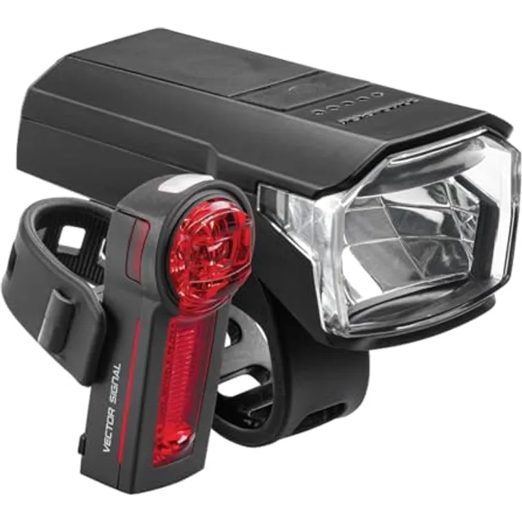 Trelock LS 480 LIGHTHAMMER + LS740 Rücklicht, Fahrradlichtset mit 80 Lux, USB-C Ladefunktion, 100 m Sichtweite, Bremslichtfunktion, StVZO zugelassen, schwarz