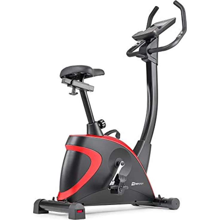 Hop-Sport Heimtrainer Fahrrad HS-005H - Ergometer mit 12 Trainingsprogrammen, 16 computergesteuerten Widerstandsstufen - Fitnessbike max. Nutzergewicht 150 kg Rot – Bild 3
