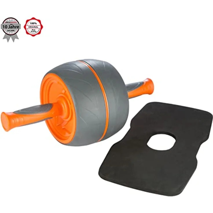 Ultrasport Premium Bauchtrainer AB, Bauchmuskeltrainer für Zuhause, zum Trainieren von Bauchmuskeln, Rücken und Schultern, Oberkörper-Roller mit gummierten Handgriffen, praktisches Sportgerät, orange – Bild 4