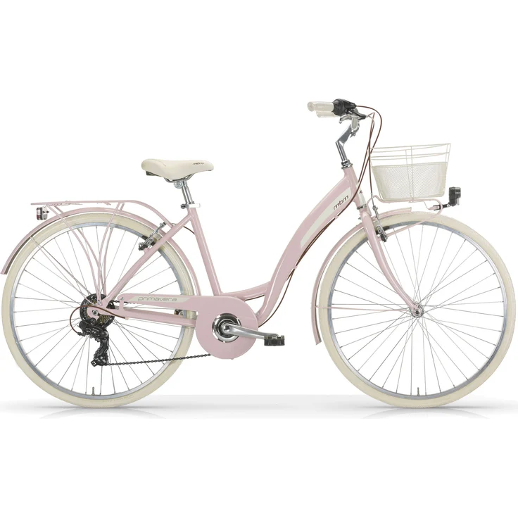 MBM Citybike NEW Primavera 28 Zoll, Damenfahrrad; weiß/altrosa mit 6-Gang Kettenschaltung und V-Brakes