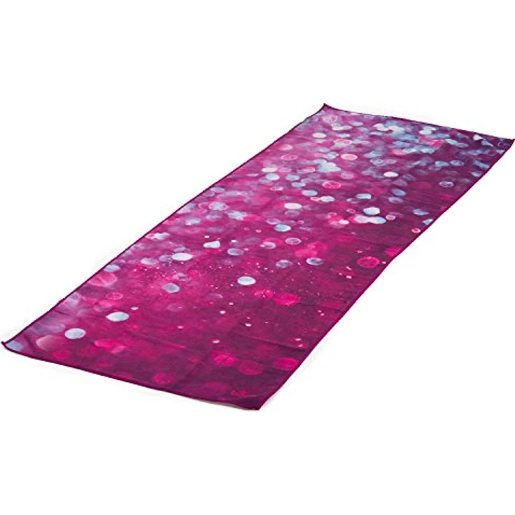 Bodhi Grip² Yoga Towel Art Collection Drops of Peace, rutschfest, lila/aubergine mit Noppen, Mikrofaser, 183 x 61 cm, ideal für Hot Yoga – Bild 3