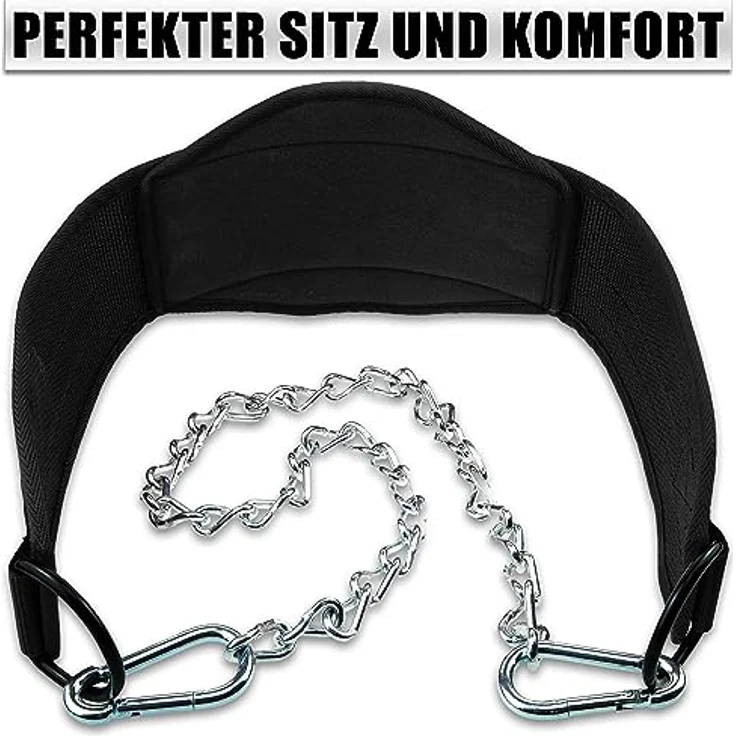 C.P.Sports Premium Dip-Gürtel | Profi Dipgürtel für Klimmzüge, Squats, Fitness, Krafttraining, Gym | Dipp Gürtel für Dips bis zu 250kg aus reißfestem Nylon mit Stahlkette für Hantelscheiben Gewichte – Bild 4
