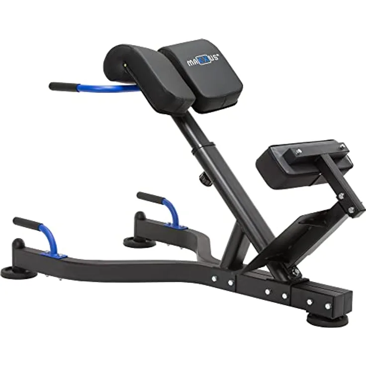 MAXXUS Hyperextension PRO - Verstellbar, bis 150 kg, mit Beinfixierung, Haltegriffen - Rückentrainer, Bauchtrainer, Römische Bank, Multifunktionales Workout Bench, Rückenstrecker für Zuhause, Fitness