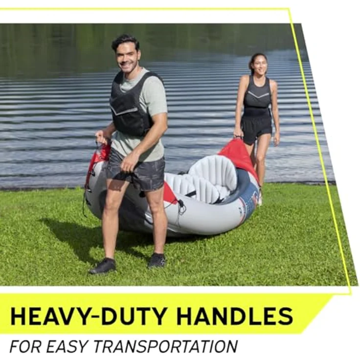 Bestway Hydro Force Rapid X3 Kajak-Set, aufblasbar für 3 Erwachsene, 280 kg Tragfähigkeit, Inflata-Shield Pro-Material, 3 Luftkammern, GS-zertifiziert, inkl. Paddel und Doppelhubkolbenpumpe – Bild 5