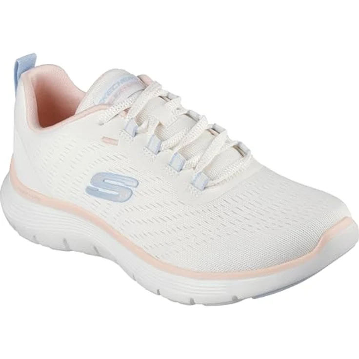 Skechers Flex Appeal 5.0-New Path, Laufschuhe aus 100% veganen Materialien, atmungsaktives Mesh-Obermaterial, gepolsterte Air-Cooled Memory Foam® Innensohle, beige Größe 40 – Bild 4