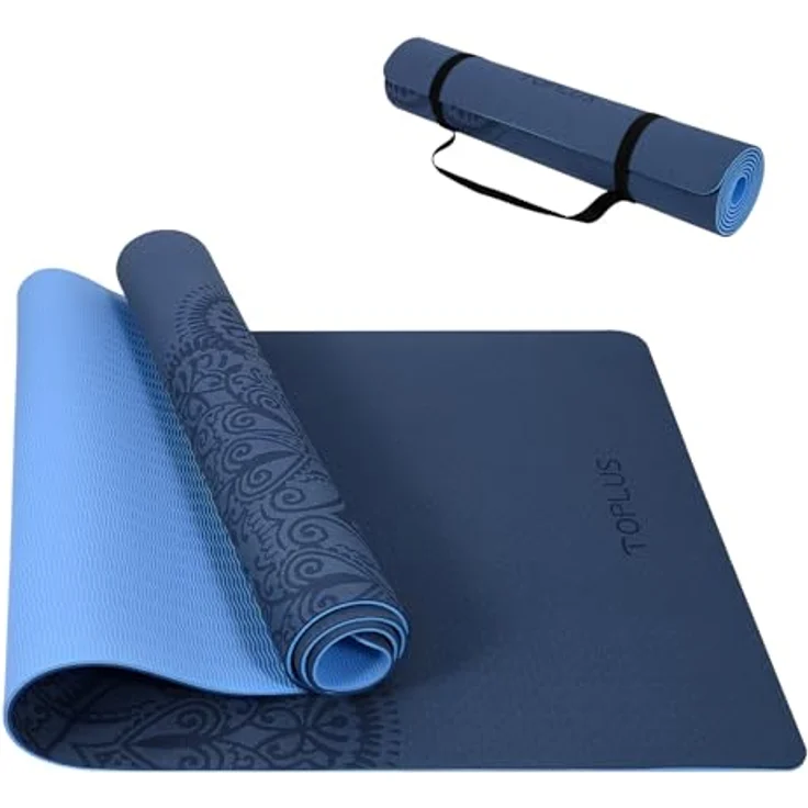 TOPLUS TPE Pilatesmatte, rutschfeste Gymnastikmatte mit strukturiertem Design für Yoga und Fitness, hellblau – Bild 1