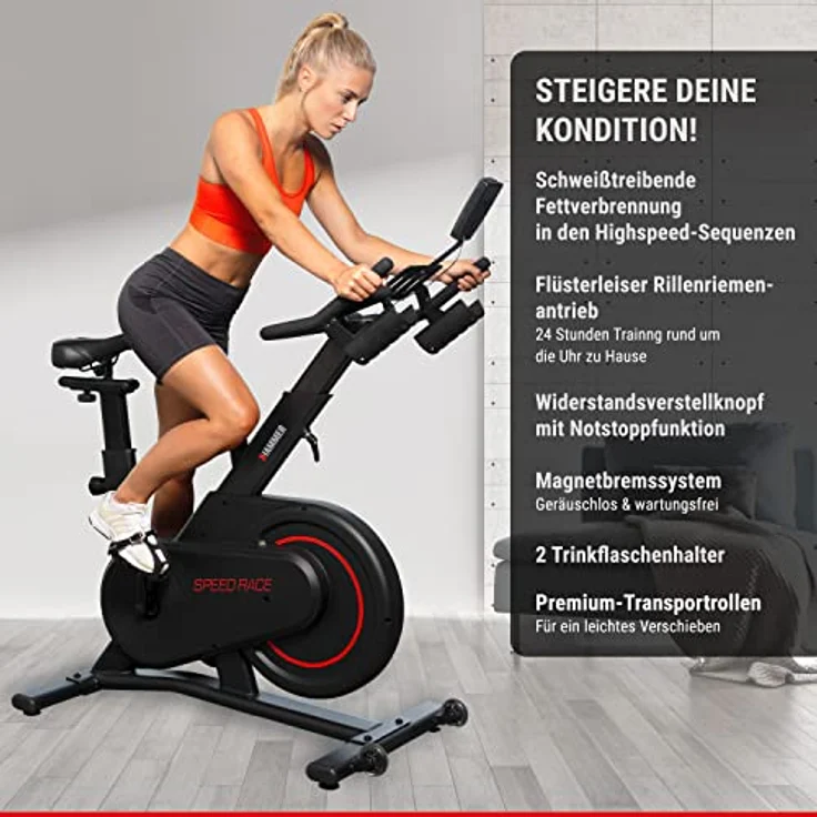 HAMMER Speedbike Speed Race, Indoor Cycle, 16 kg Schwungmasse, Kinomap & BitGym – Bild 4