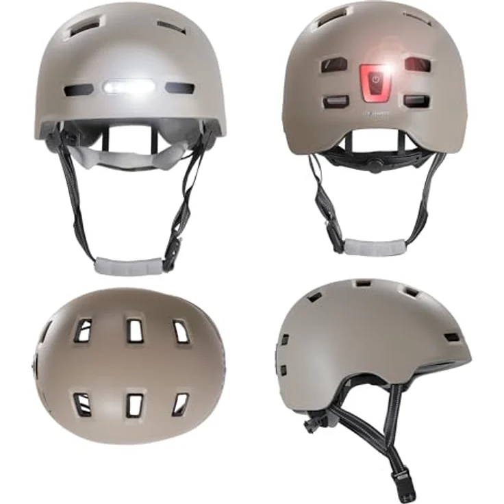 Crazy Safety Velohelm Matt Sand, Fahrradhelm für 57-61 cm mit Belüftung und verstellbarem Gurt – Bild 5