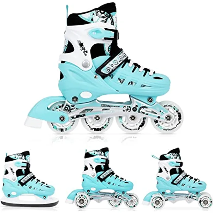 Nils Extreme NH10905, Verstellbare 4in1 Inliner, Rollschuhe, Schlittschuhe für Mädchen, Damen und Kinder, Größen 35-38