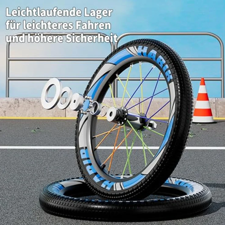 Habib Gruppe Kinderfahrrad, Komplettset mit Sicherheitshelm, LED-Stützrädern, höhenverstellbarem Lenker und stabilem Stahlrahmen – Bild 8