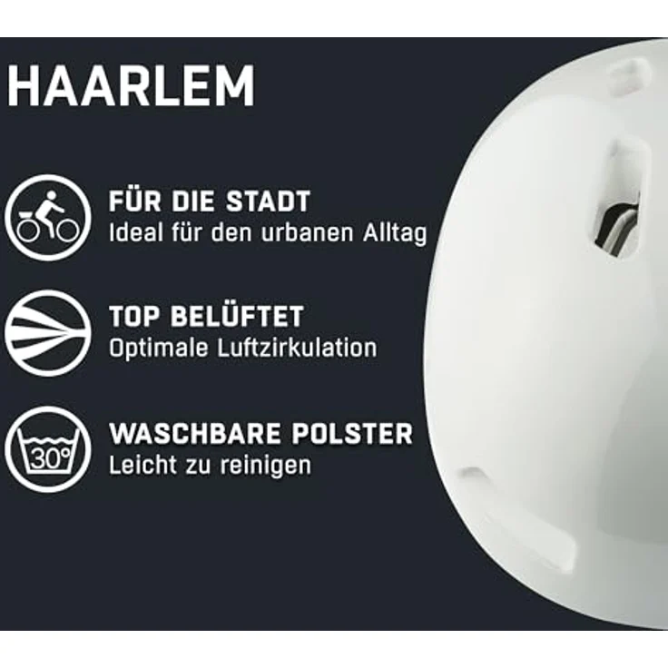 Alpina Sports Velohelm Haarlem, Inmold-Bauweise mit asymmetrischem Design, Größe 52-57 cm, mattschwarz – Bild 2