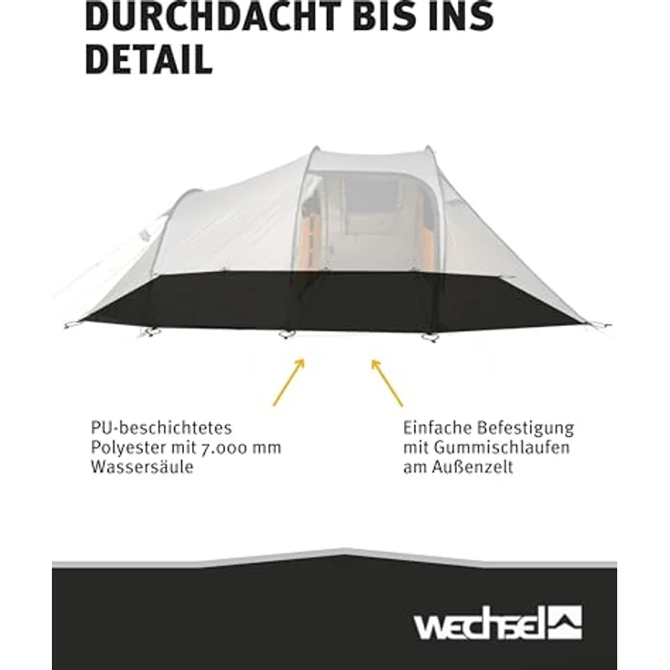 Wechsel Groundsheet Cirrus I, Zeltunterlage in Schwarz, wasserdicht mit 7000mm Wassersäule aus 75D Polyester, robust und schmutzresistent, leicht und kompakt – Bild 4