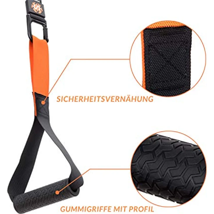 Septagon Sports® Premium Sling Trainer Set V.2023 Suspension Trainer mit Handtuch, Rucksackbeutel und Trainingsbuch - Schlingentrainer für Functional Training mit Türanker + Qualitätszertifikat – Bild 3