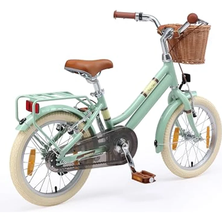 BIKESTAR Alu Kinderfahrrad 16 Zoll, City Retro Bike für Kinder ab 4 Jahren mit Korb und V-Bremse, Mint, leicht und stabil – Bild 3