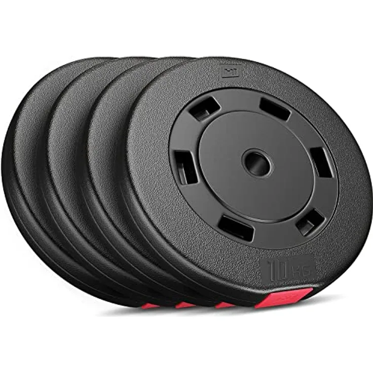 Hop-Sport 40kg Hantelscheiben Set - Kunststoff Gewichte 30/31 mm Bohrung - 4x10 kg