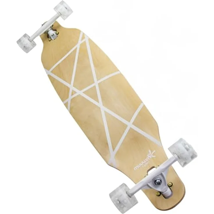 muuwmi Longboard Glow Pablo, LED-Rollen, ABEC 7, Deck 97x23 cm, 7 Zoll Aluminium Trucks, 65x51 mm Rollen, GLOW in the DARK Design – Bild 3