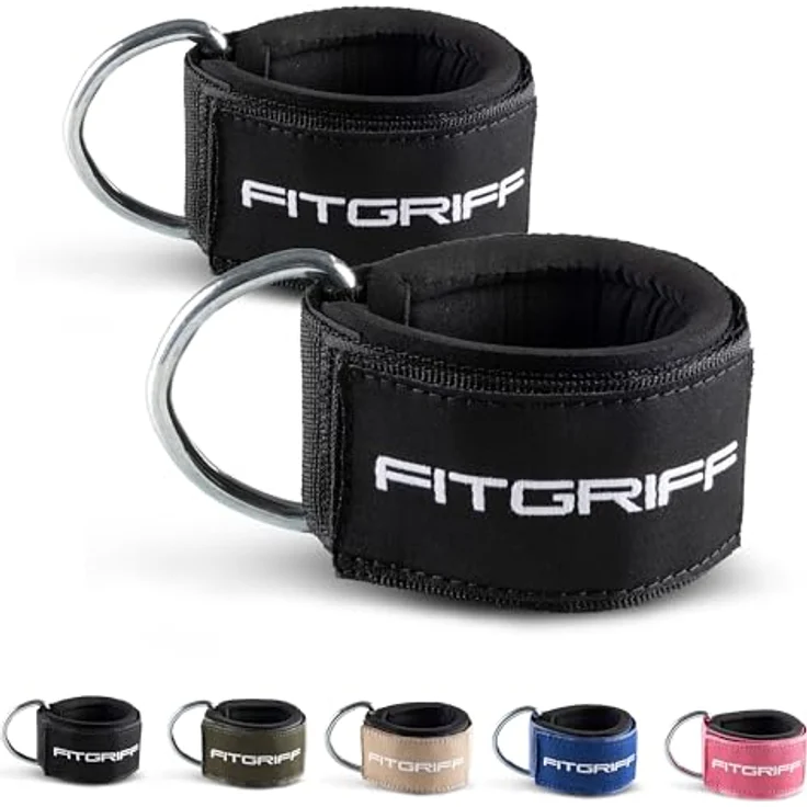 Fitgriff Komfort Fußschlaufen (2Stück) - für Fitness Training am Kabelzug - Fußfesseln für Damen und Herren (Black) - Preisvergleich – Bild 1