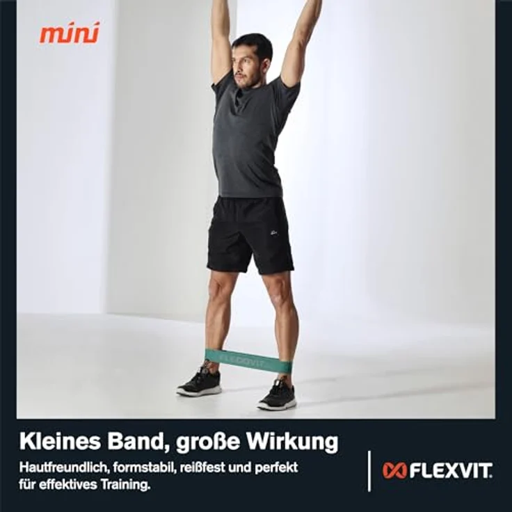 FLEXVIT Mini 10er Set Fitness, Widerstandsbänder in Grün für Kraft- und Stabilitätstraining, perfekt für Fortgeschrittene und Sportler, OEKO-TEX zertifiziert, made in Germany – Bild 5
