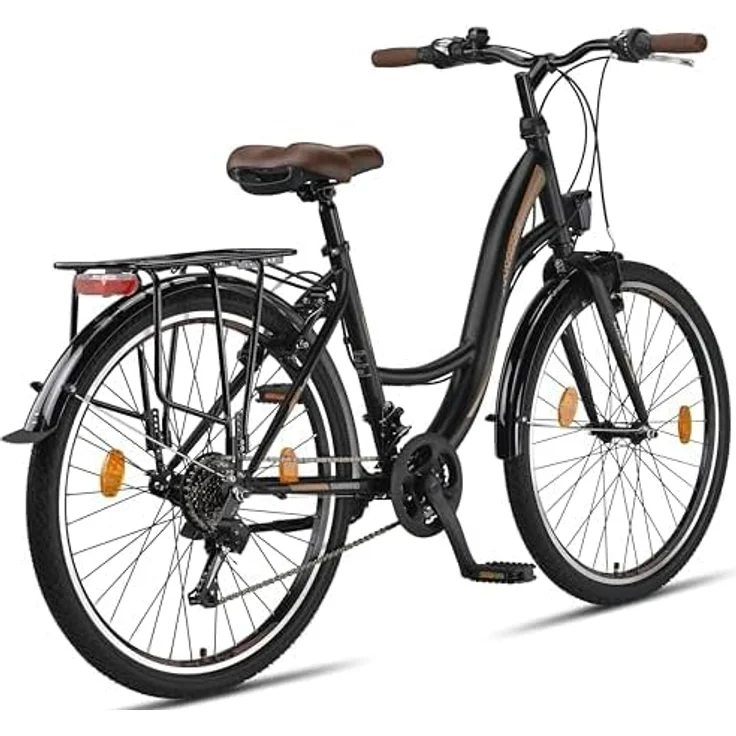 Licorne Bike Stella Premium City Bike 26 Zoll, 21 Gang-Schaltung, Hollandfahrrad Citybike (Schwarz) – Bild 5