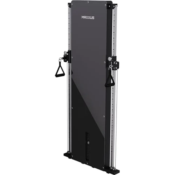 MAXXUS Kabelzugstation SmartGym H8, platzsparende Wandmontage mit 50 kg Gewichtsblock, Doppelseilzugsystem, Alu/Stahl, schwarz