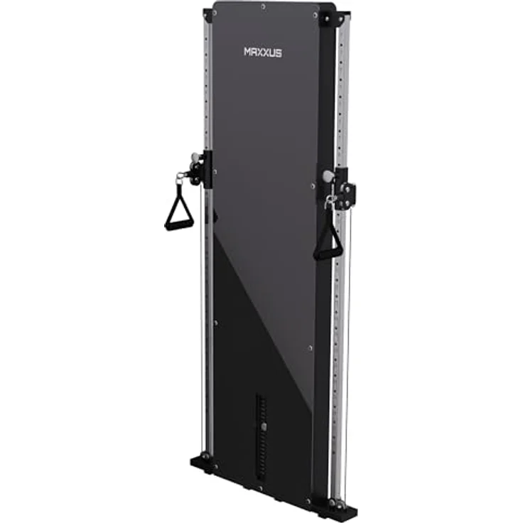 MAXXUS Kabelzugstation SmartGym H8, platzsparende Wandmontage mit 50 kg Gewichtsblock, Doppelseilzugsystem, Alu/Stahl, schwarz – Bild 1
