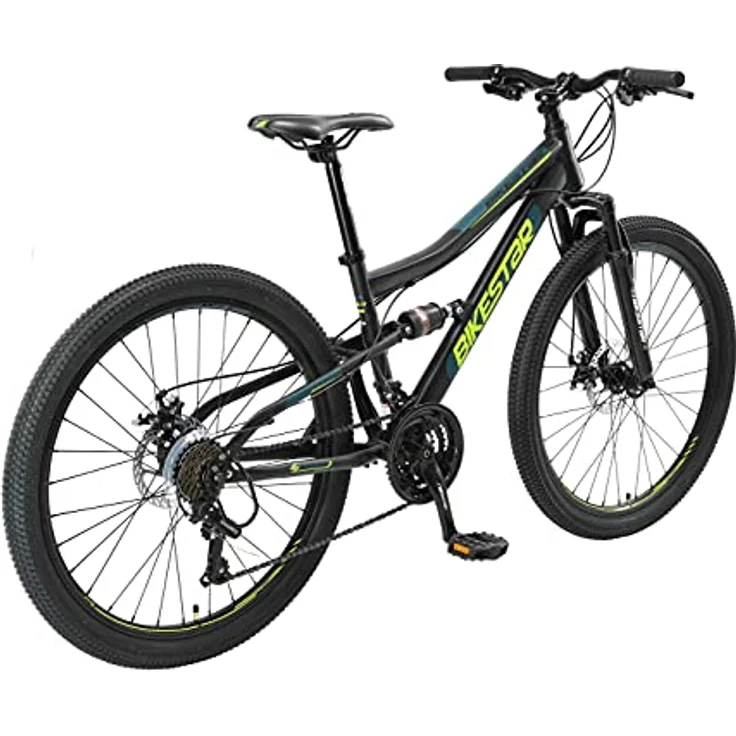 BIKESTAR Fully Mountainbike 26 Zoll | 15 Zoll Rahmen, 21 Gang Shimano Schaltung, Scheibenbremse | Schwarz – Bild 4