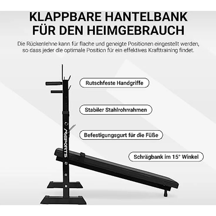 Hantelbank Professional Multifunktion klappbar für Langhantelstangen bis 200 kg Hantel Training – Bild 4