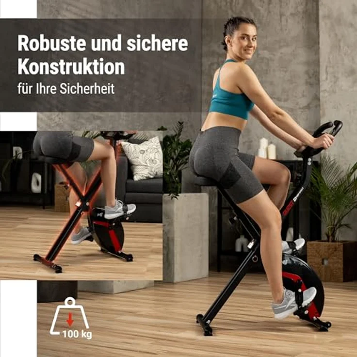 Hop-Sport Heimtrainer HS-3020X Quest, klappbarer Heimtrainer Fahrrad, magnetischer Widerstand - 10 Stufen, schwarz – Bild 2