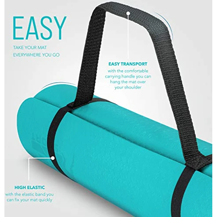 RE:SPORT Yogamatte Phthalatfrei - Gymnastikmatte rutschfest, Fitnessmatte schadstofffrei, Trainingsmatte mit Tragegurt 183 x 61 x 0,6 cm – Bild 3