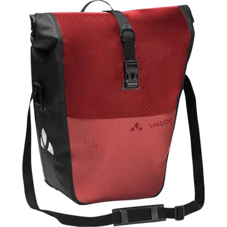 VAUDE Aqua Back Color Single (Rec) Fahrradtasche für Gepäckträger, 24 L, wasserdicht, rot/rot, einfache Befestigung, Made in Germany – Bild 1
