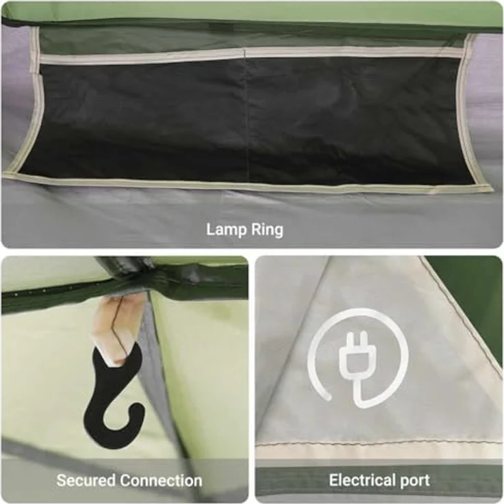 vidaXL Campingzelt, 4 Personen, wasserdicht mit abnehmbarem Überzelt, grün, 3,65 kg – Bild 6