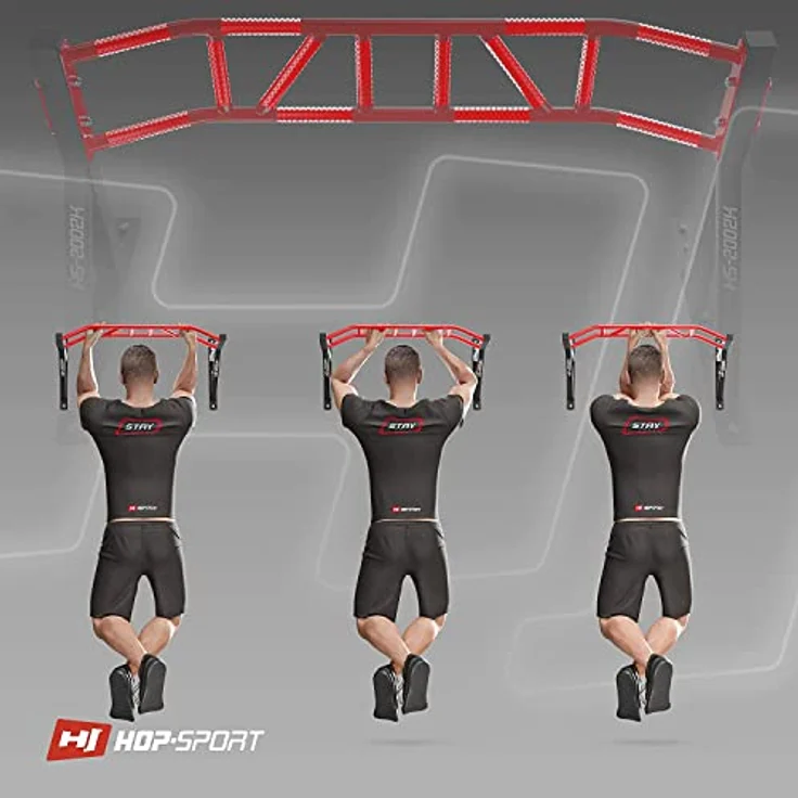 Hop-Sport Multigriff Klimmzugstange für Wand HS-2002K - Profi Fitness Pull Up Bar für zuhause mit vielen Griffvariationen – Bild 3