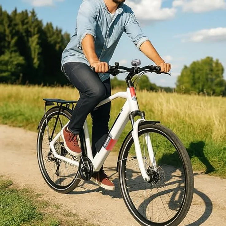 TELEFUNKEN E-Bike XT940, 28 Zoll Trekking Pedelec mit 8-Gang Kettenschaltung, 250 W Heckmotor, 417,6 Wh Li-Ion-Akku, Kreide – Bild 5