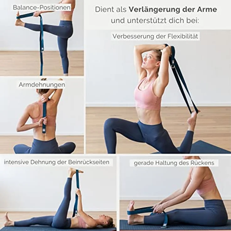 Bodhi Yogagurt | ASANA Belt aus 100% Baumwolle | Praktisches Yoga-Zubehör zur Dehnung | Yoga-Gurt mit Schiebeschnalle aus Metall | Anfänger & Fortgeschrittene | 250 x 3,8 cm (natur) – Bild 5
