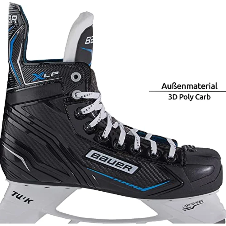 Bauer X-LP-Skate, Schlittschuhe für Eishockeyeinsteiger, Größe 45.5, mit komfortablem Fleece-Innenfutter und traditioneller Schnürung – Bild 4