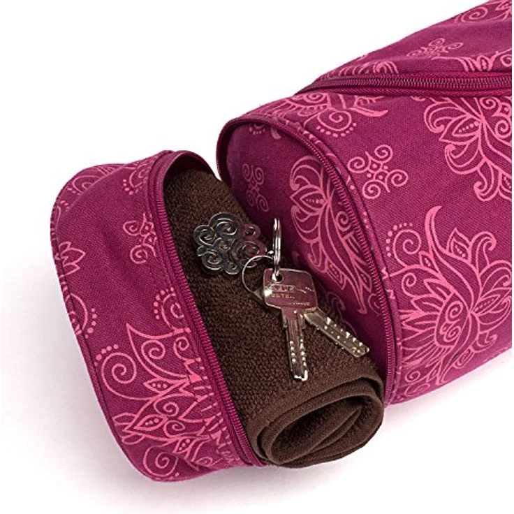 Bodhi Yogatasche ASANA Bag Cotton | Maharaja Collection | Yogamattentasche in verschiedenen Größen | Baumwolltasche für Yogamatte & Zubehör | inkl. Außentaschen | 60 cm | Lotus/Berry – Bild 4